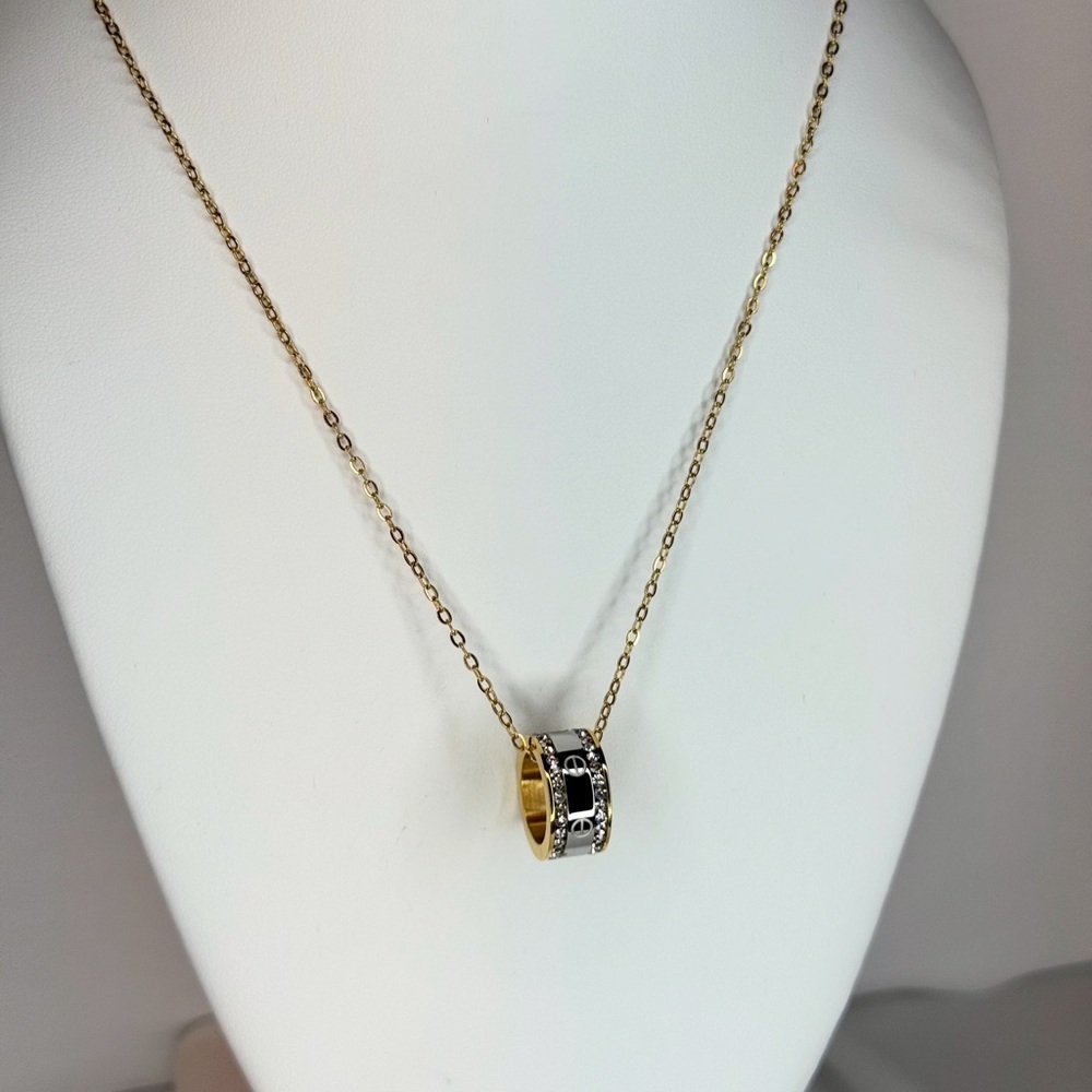 Elegant Gold and Silver Love Pendant Necklace